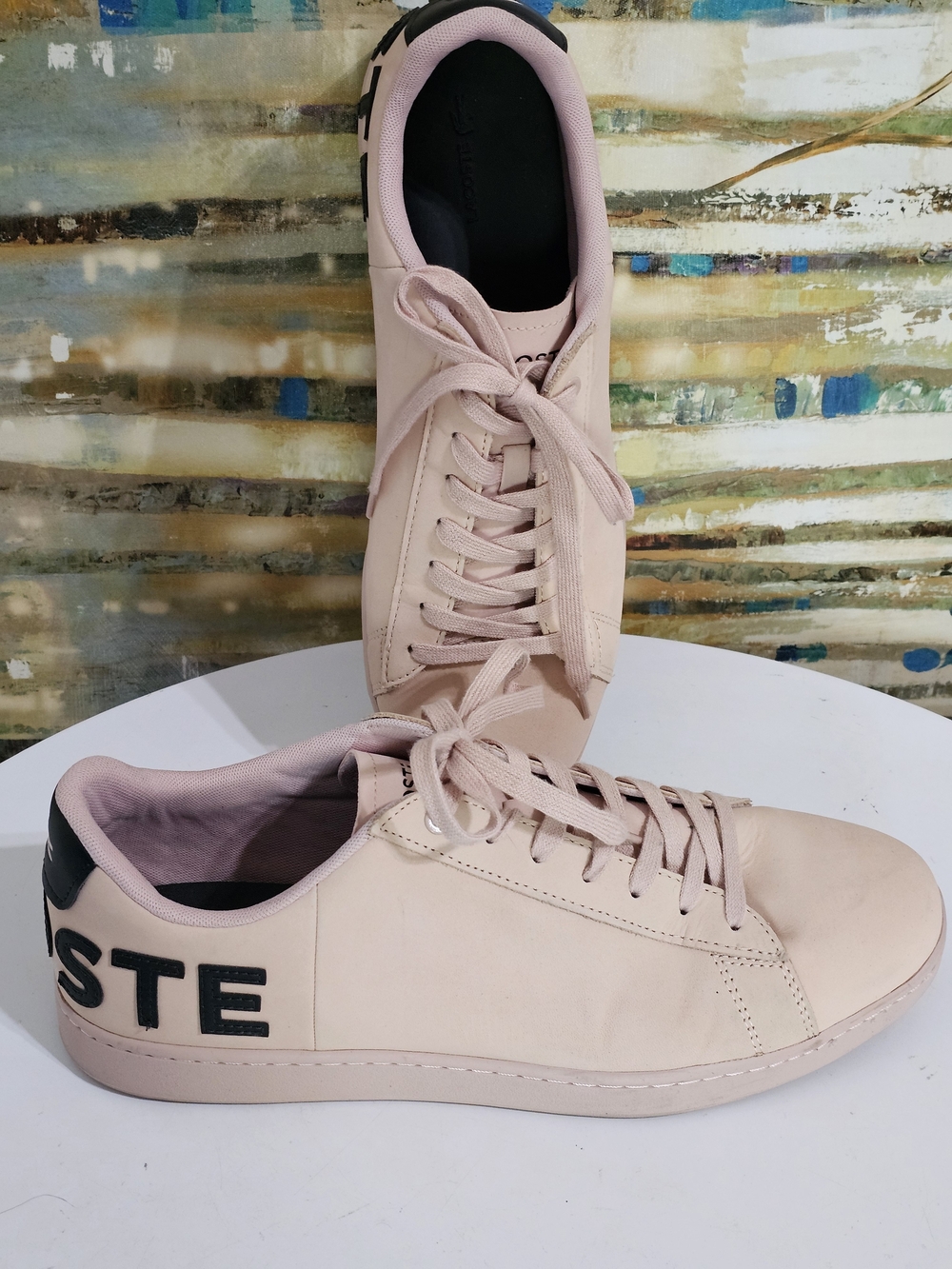 Lacoste Carnaby EVO Sneakers Men's 11.5 12 Blush Pink Leather Casual Shoes